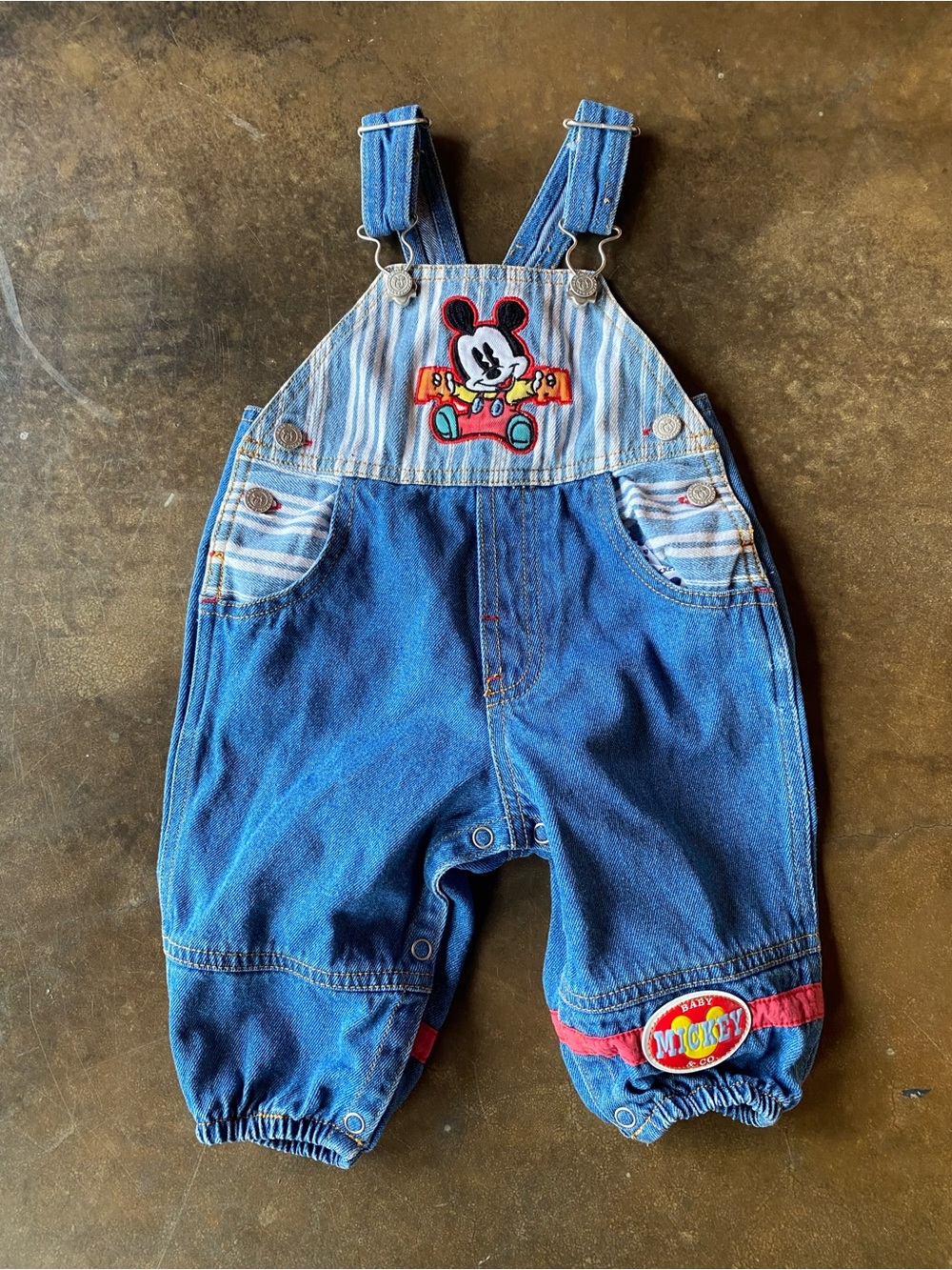 VTG 90s Baby Mickey Mouse Baggy Denim Overalls